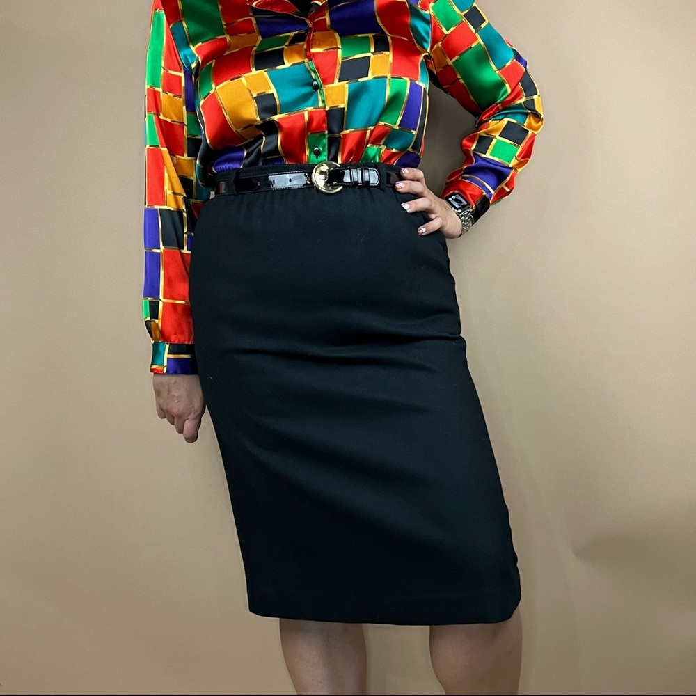 Vintage Women’s Size L Black Wool Skirt